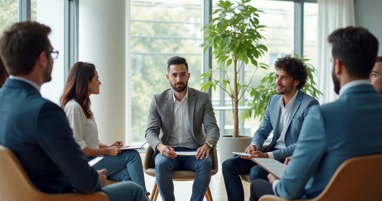 Equipe reunida em roda durante conversa com escuta ativa