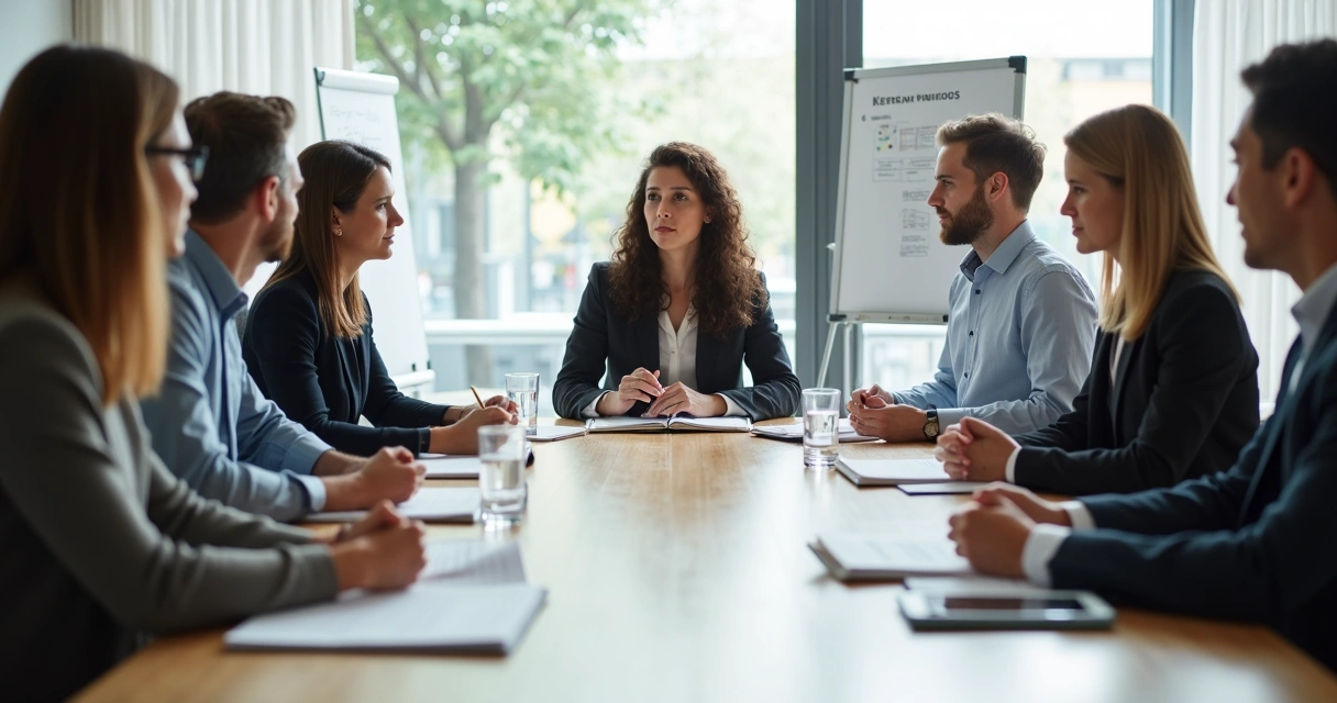 Equipe em reunião com escuta atenta no trabalho 