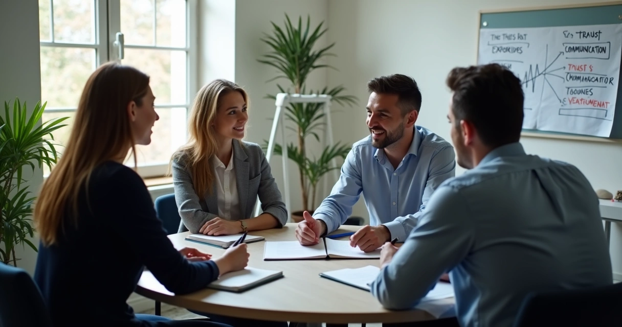 Gestor ouvindo equipe em roda de conversa no escritório 