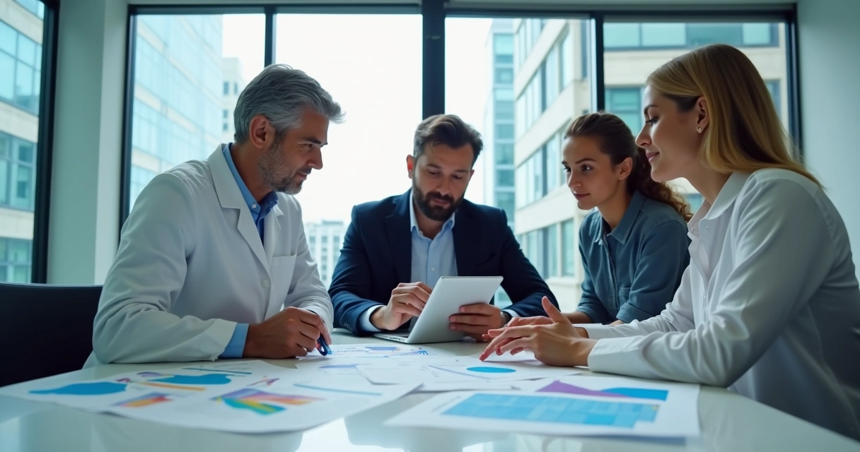 Reunião de estratégia de marketing para clínica odontológica