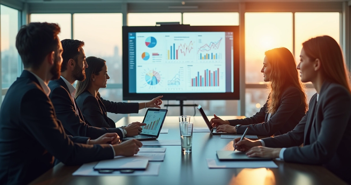 Executivos em reunião estratégica sobre transformação digital de seguradora 