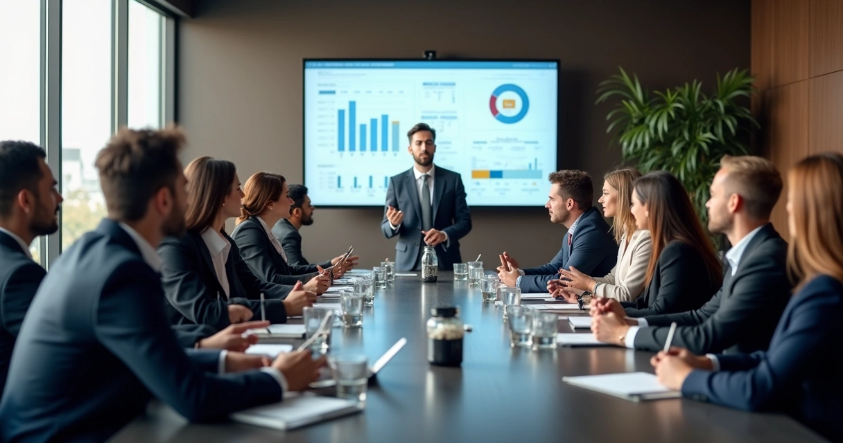 Pessoas focadas em reunião estratégica moderna 