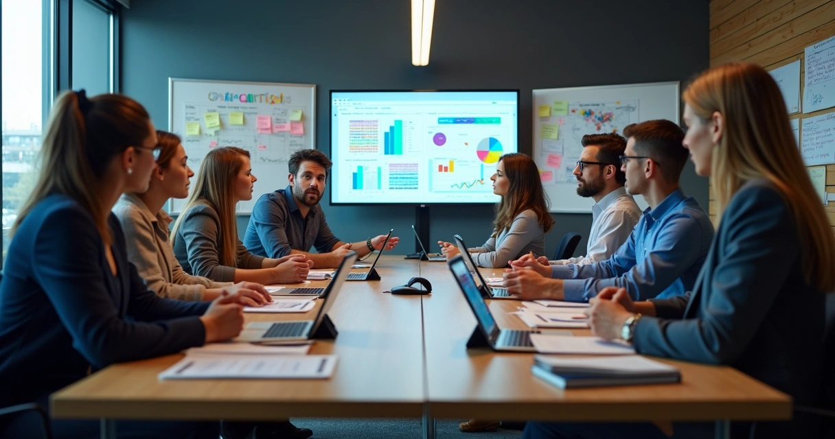 Equipe reunida ao redor de mesa discutindo estratégia para campanha política 