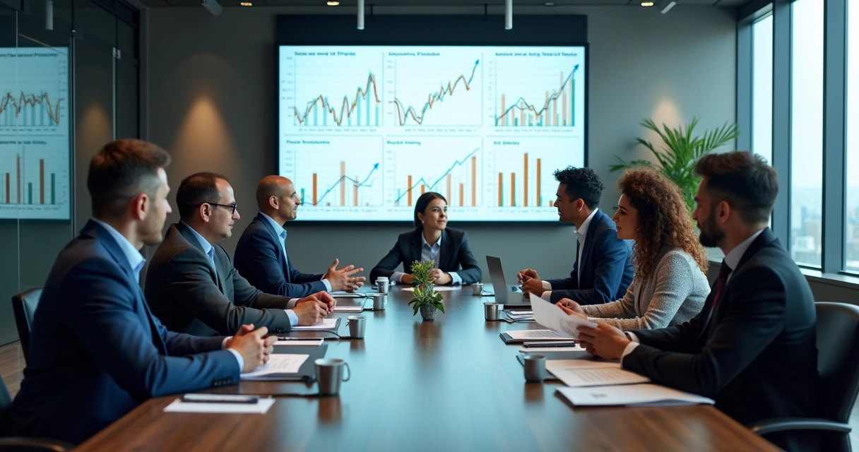 Executivos discutindo estratégia do setor de consumo 
