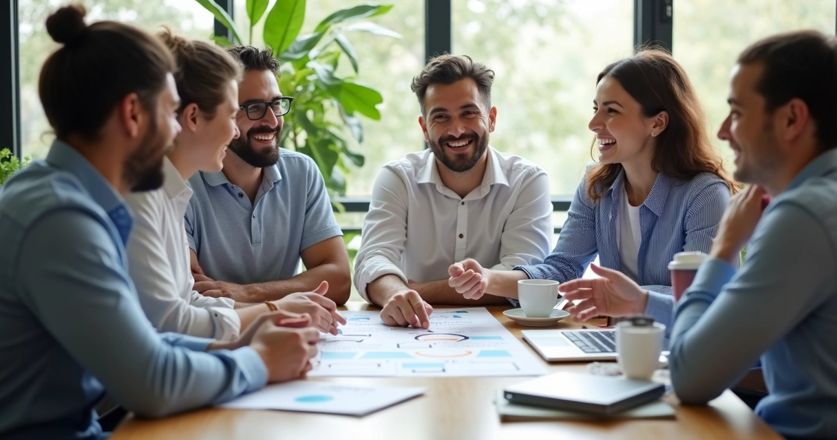 Equipe PME reunida alinhando expectativas e cuidados de saúde mental. 