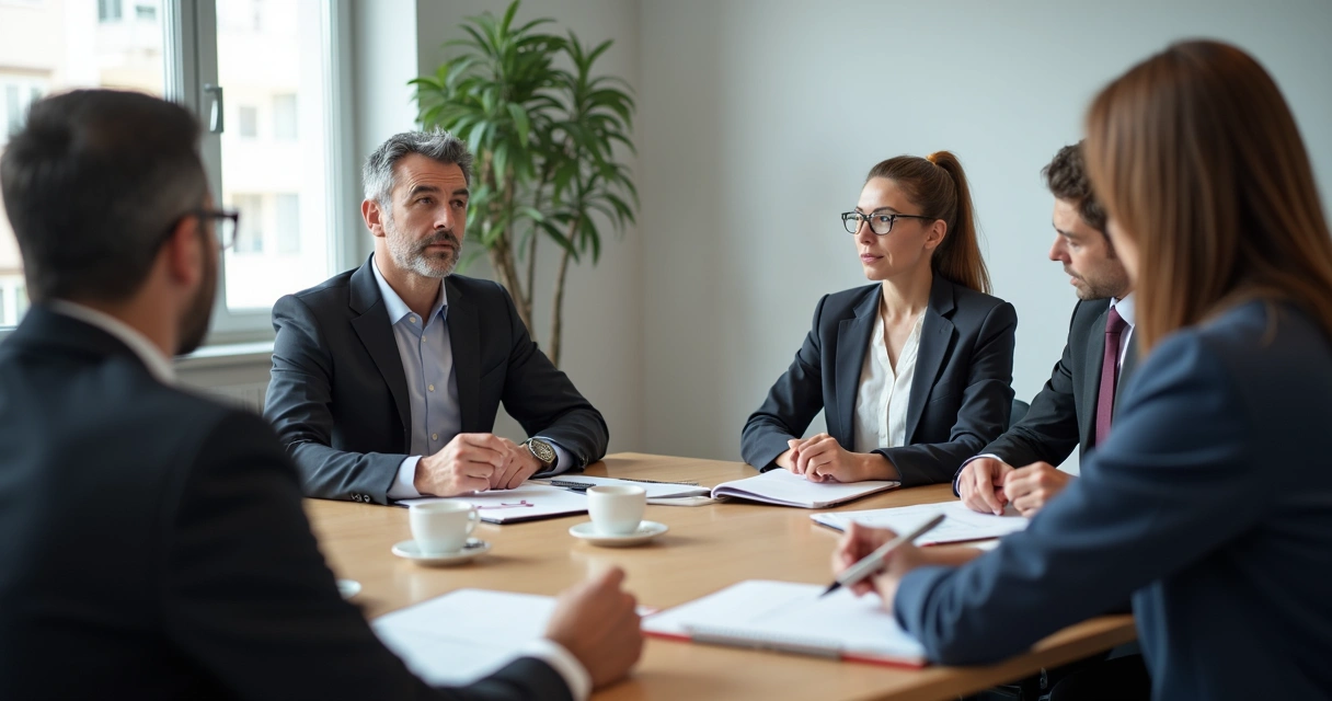 Equipe em reunião avaliando decisão ética no trabalho