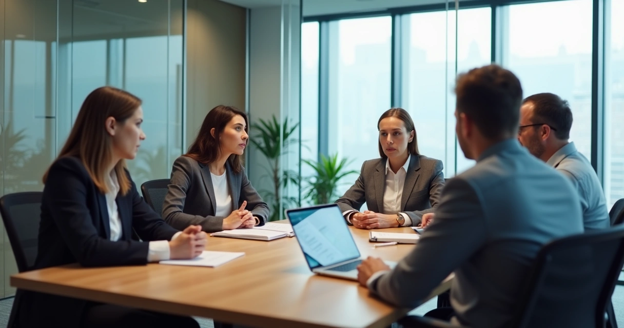 Equipe em reunião com uma pessoa isolada visualmente 
