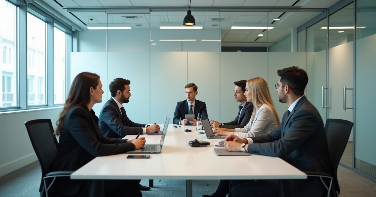 Equipe em reunião com uma pessoa isolada à mesa