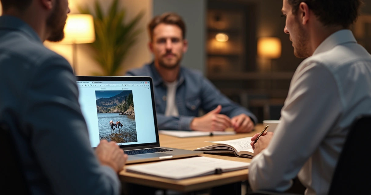 Reunião de fechamento entre empresário e potencial cliente em ambiente profissional 