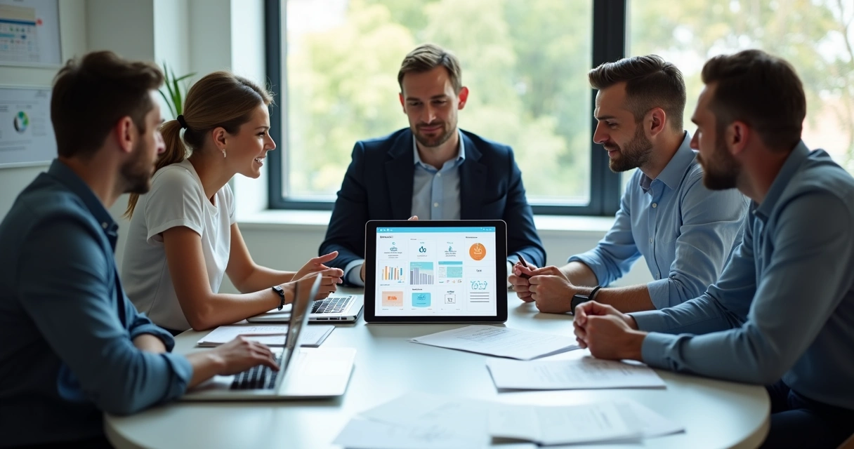Reunião de feedback entre cliente e equipe de software