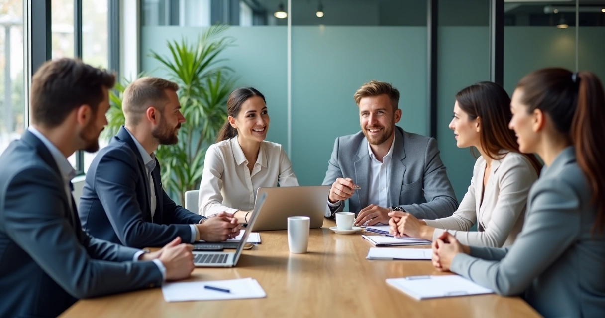 Equipe em reunião de feedback no escritório