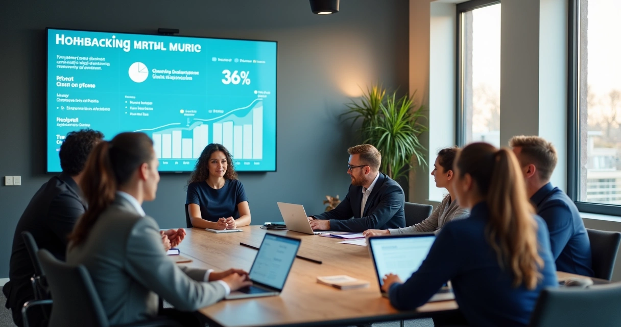 Reunião de equipe contábil para feedback de atendimento 