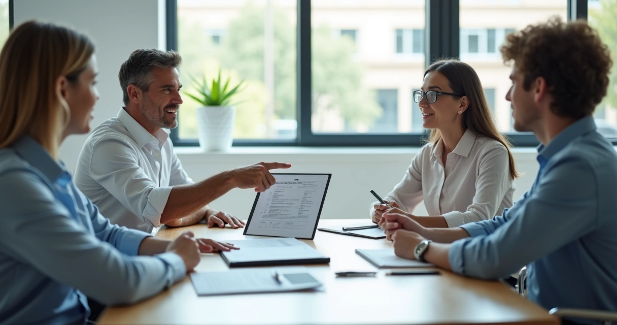 Líder conversando com colaborador em reunião de feedback