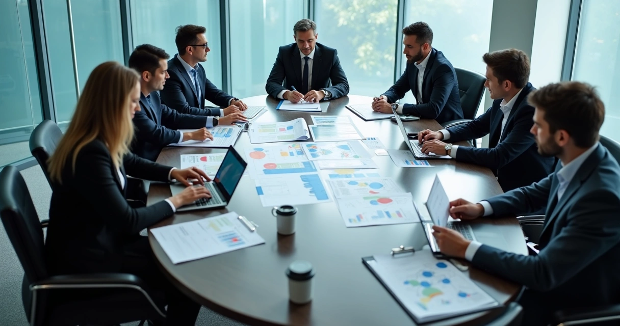 Reunião de equipes em processo de fusão empresarial 