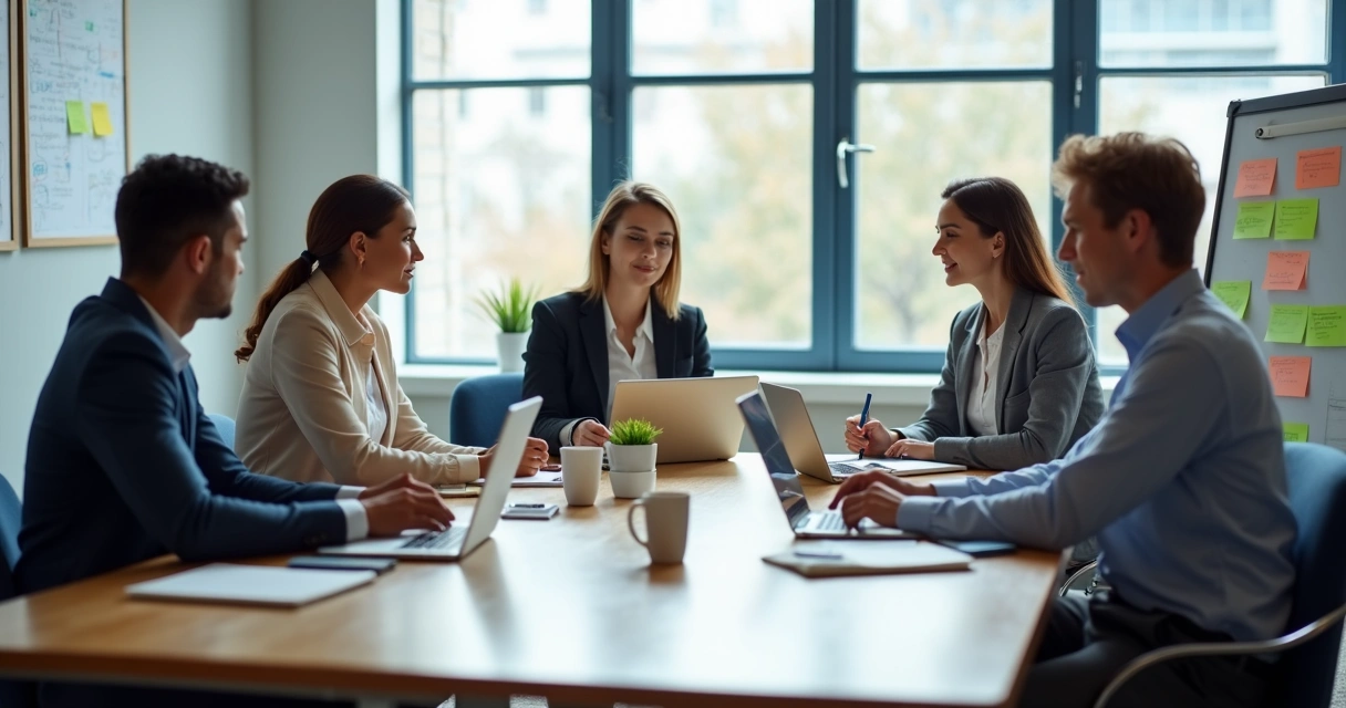 Equipe de idades diferentes em reunião colaborativa 