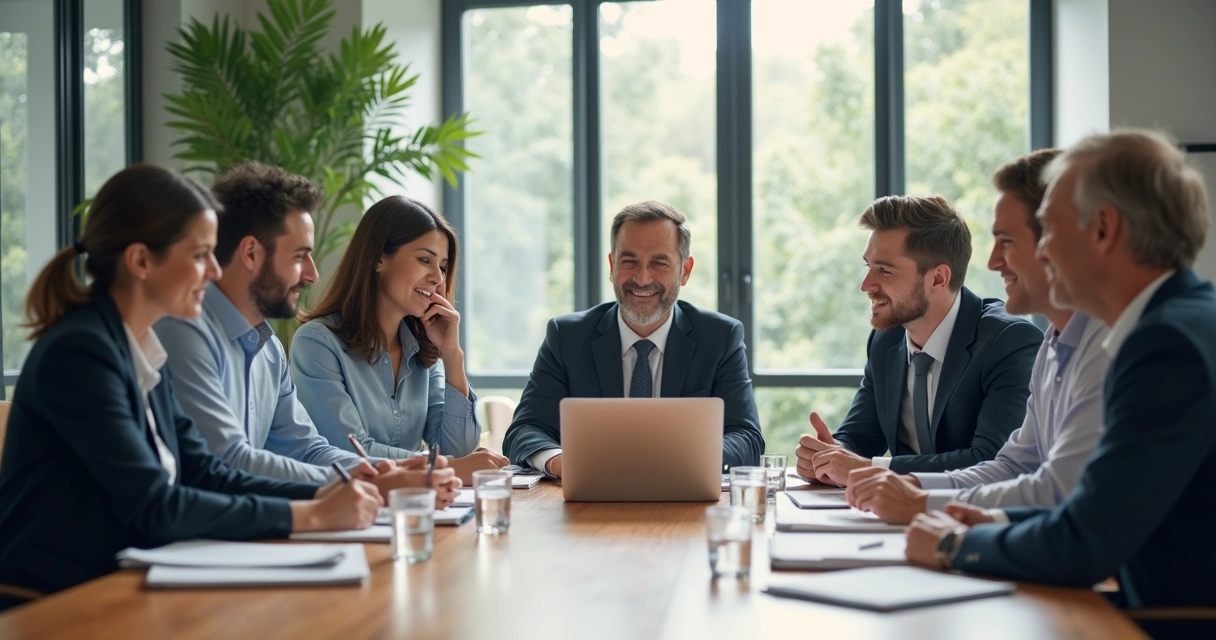 Equipe de diferentes idades em reunião colaborativa 
