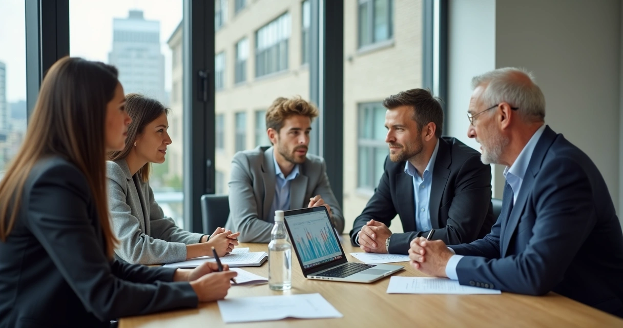 Equipe multigeracional em reunião de trabalho
