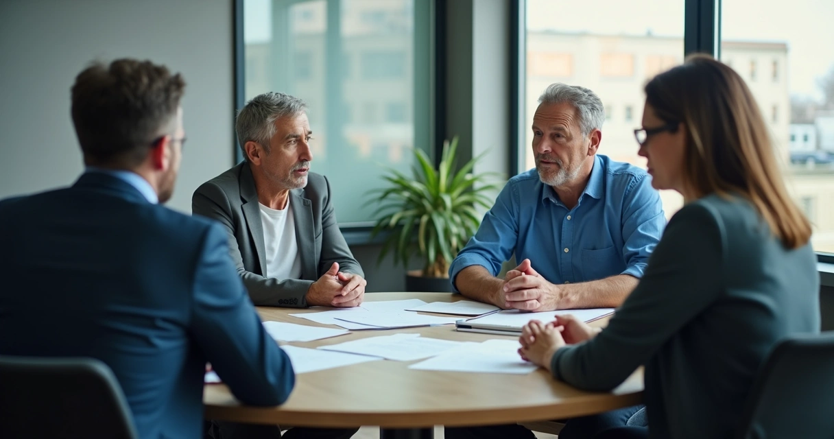 Pessoas de idades diferentes em reunião de trabalho