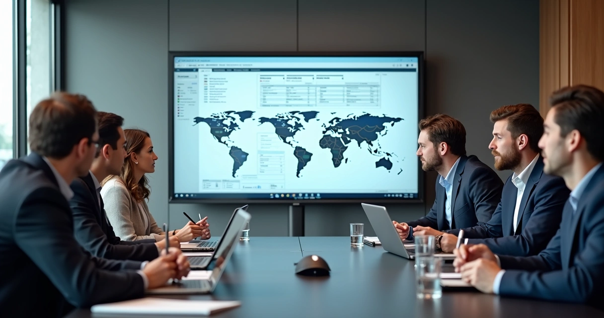 Reunião de gestores avaliando estratégias de lago de dados 