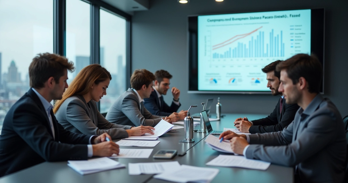 Gestores em reunião preocupados analisando dados de saúde mental