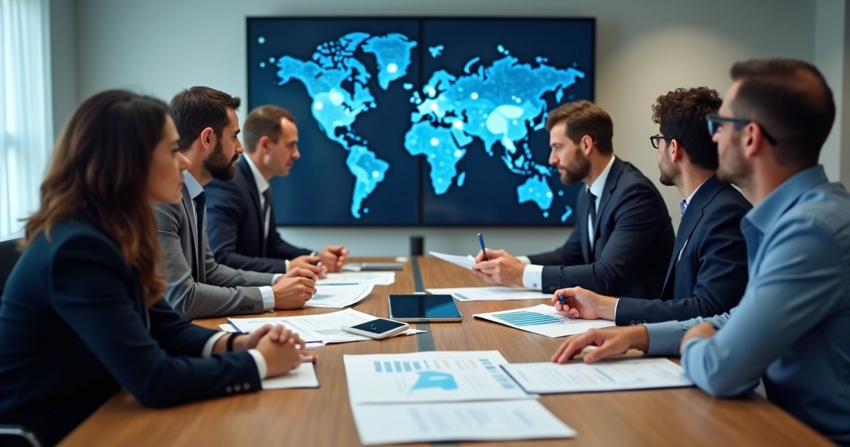 Reunião de equipe discutindo governança de dados 
