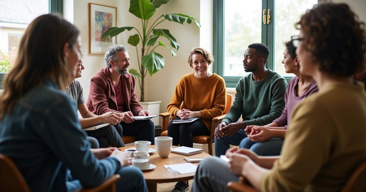 Grupo diverso em roda de conversa 