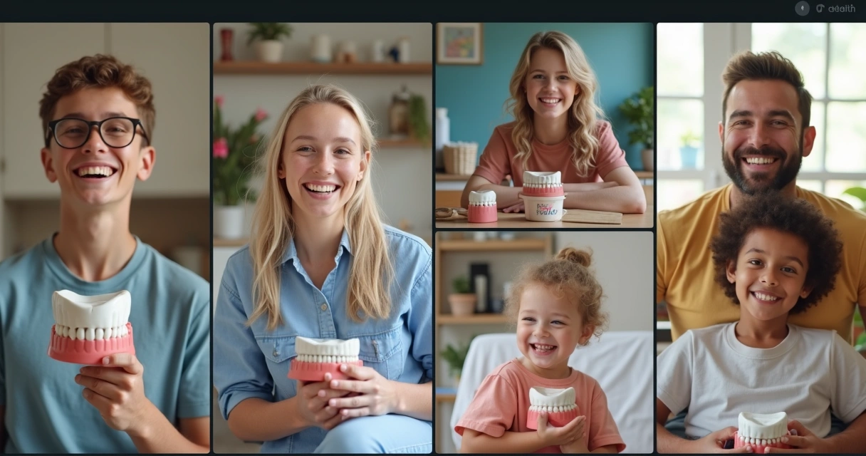 Reunião online em grupo de Facebook, pessoas interagindo em vídeo chamada sobre saúde bucal local 