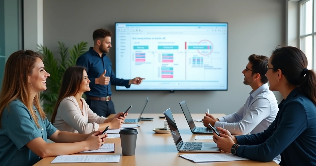 Sales team in a CRM implementation meeting
