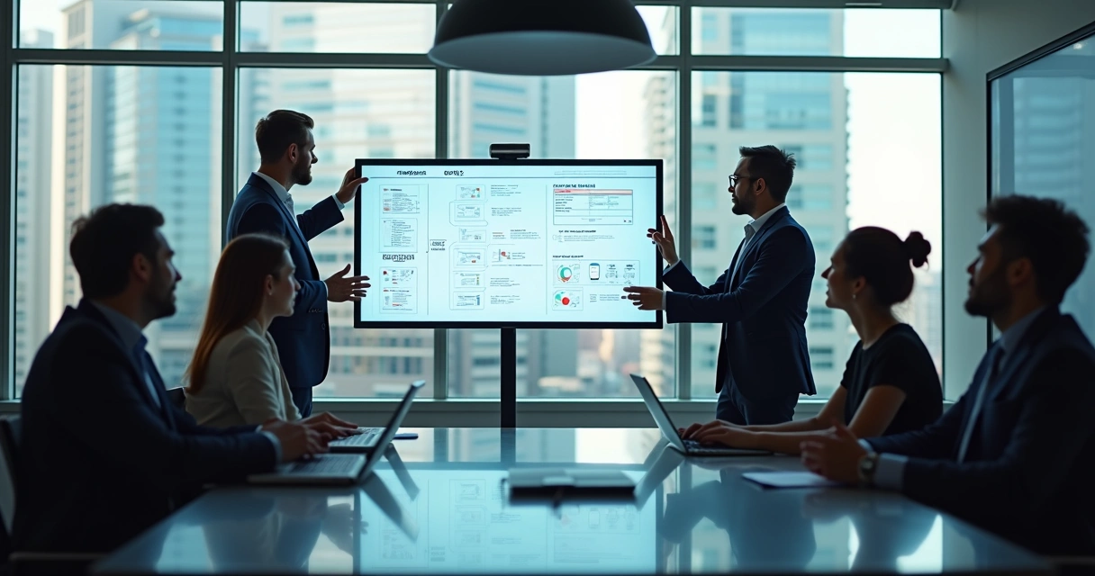 Equipe de TI corporativa discutindo protocolo MCP 