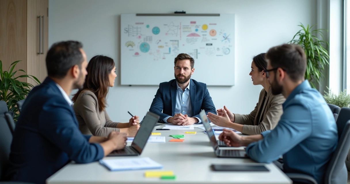 Equipe em reunião com uma pessoa isolada à mesa 
