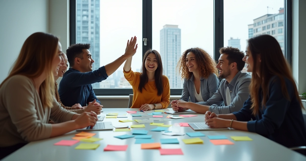 Colaboradores em integração durante reunião