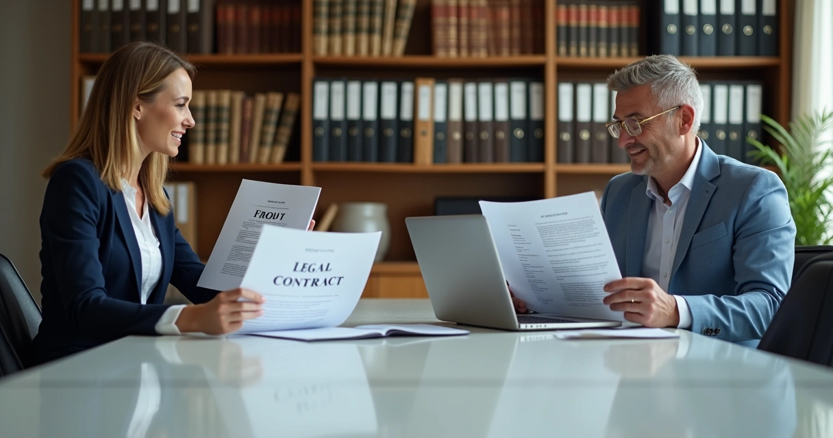 Equipe discutindo integração contábil e jurídica em uma mesa de reunião. 