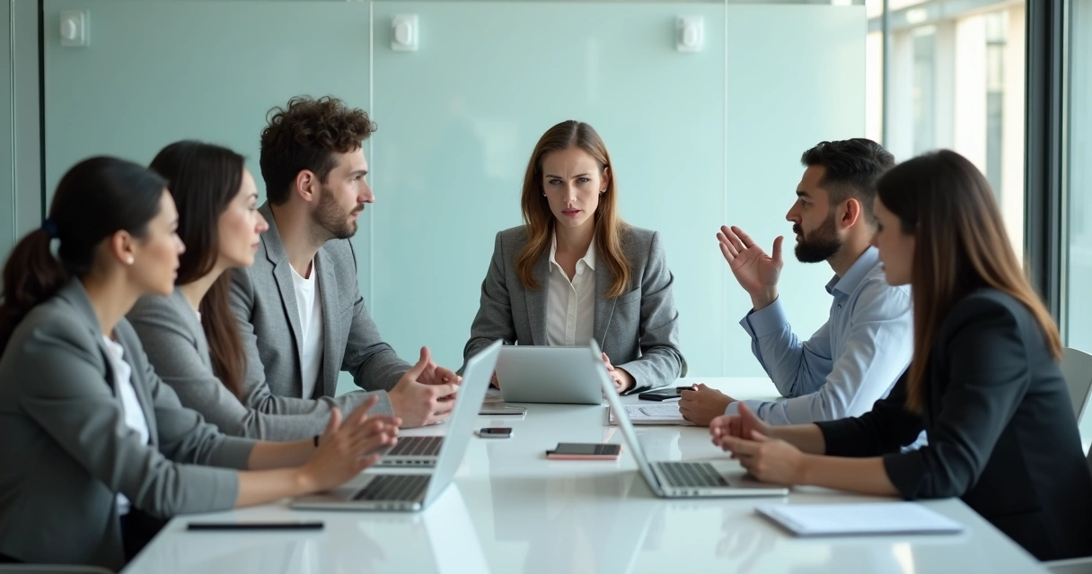 Reunião com profissional sendo interrompida à mesa 