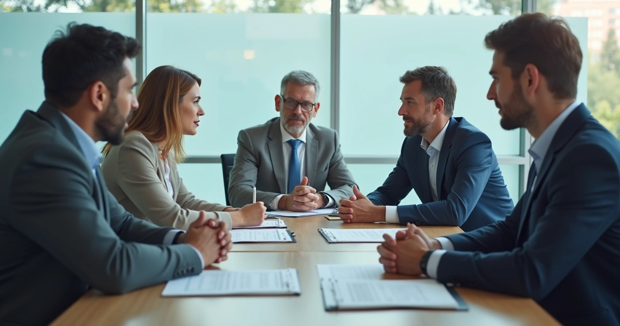 Liderança reunida em sala de crise