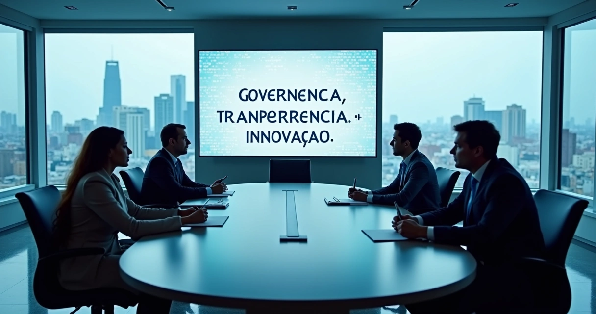 Reunião de liderança definindo estratégias e valores 