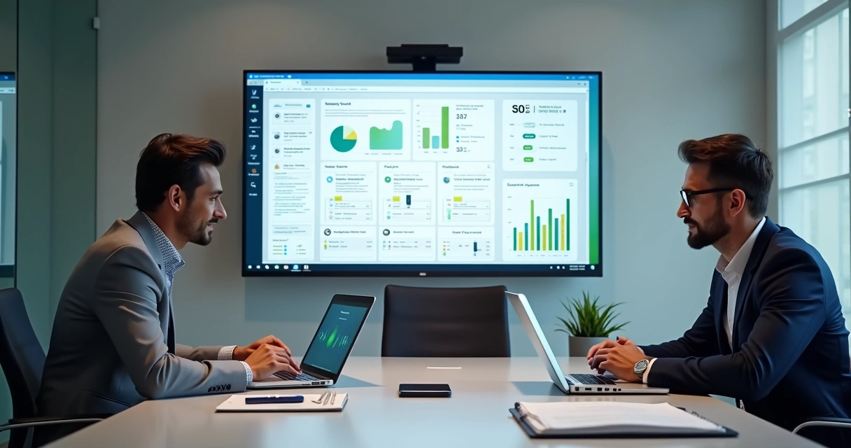 Equipe revisando relatório de manutenção de site 