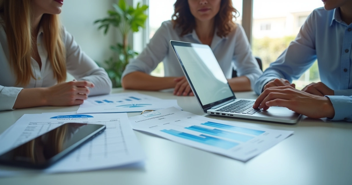 Equipe analisando marketing de clínica odontológica 