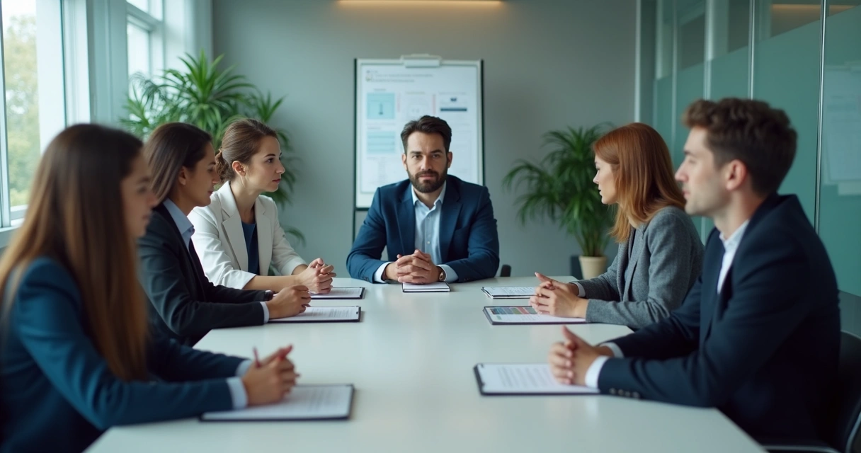 Reunião de mediação entre equipe e liderança em escritório