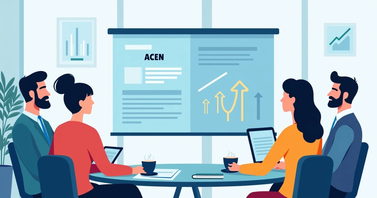 Equipe analisando mensagem de vendas B2B em painel digital 