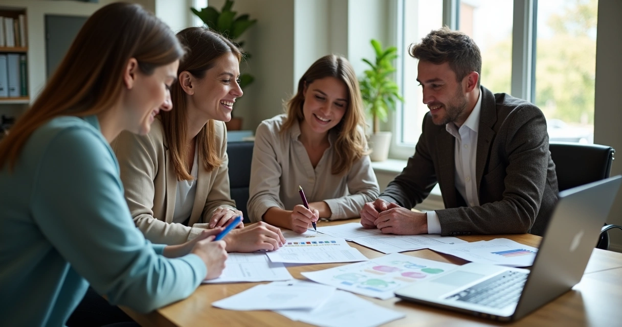 Equipe reunida monitorando andamento do curso EAD 