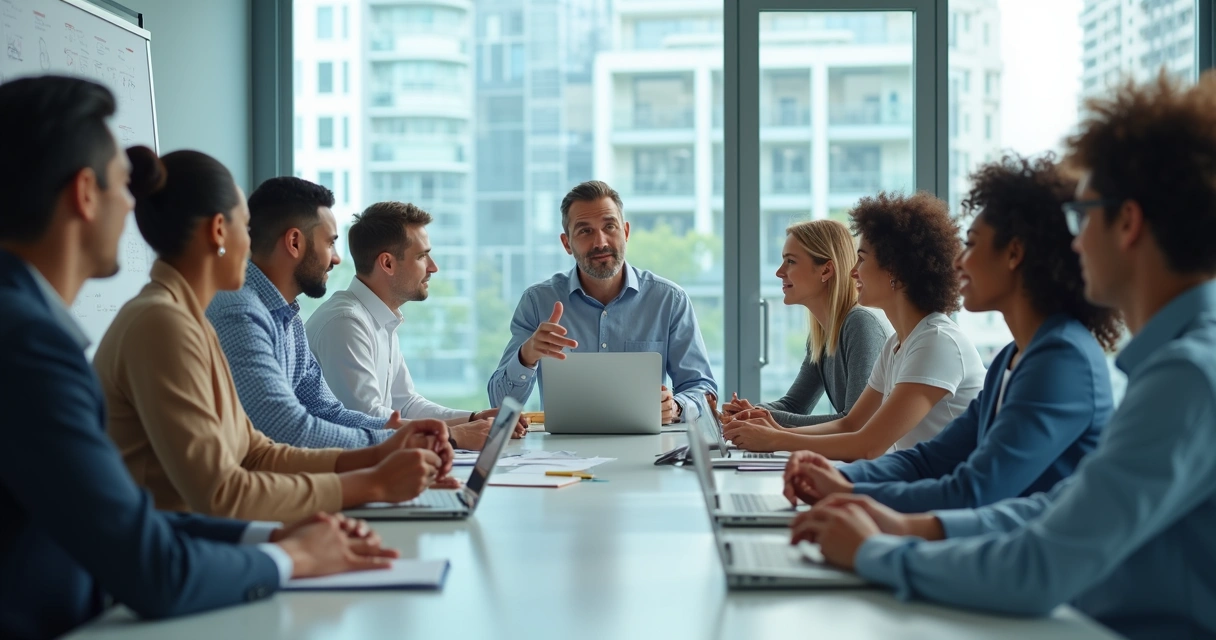 Equipe multicultural em reunião colaborativa 