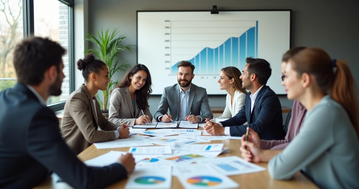 Equipe avaliando benefícios de crédito consignado na empresa 