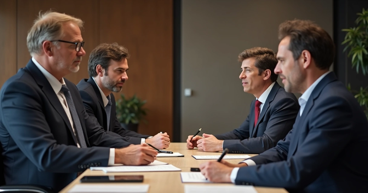 Pessoa discutindo contrato de plano de saúde empresarial em reunião de negócios 