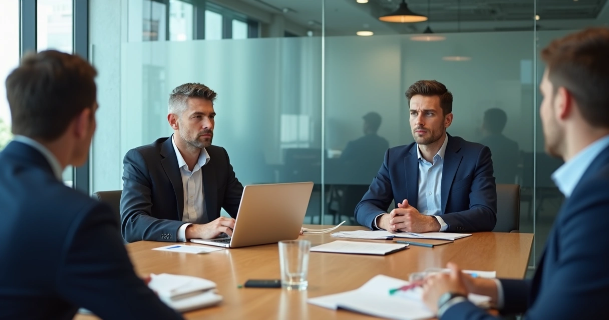 Executivos em reunião de negócios com foco em microexpressões sutis no rosto 