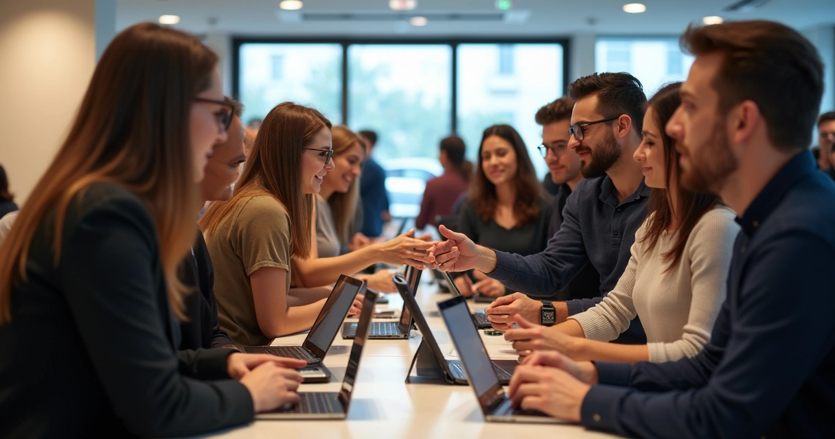 Freelancers em evento de networking profissional