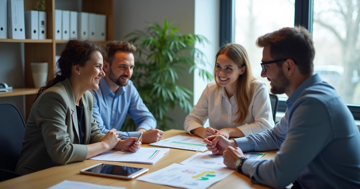 Time contábil em reunião com cliente recém-integrado 