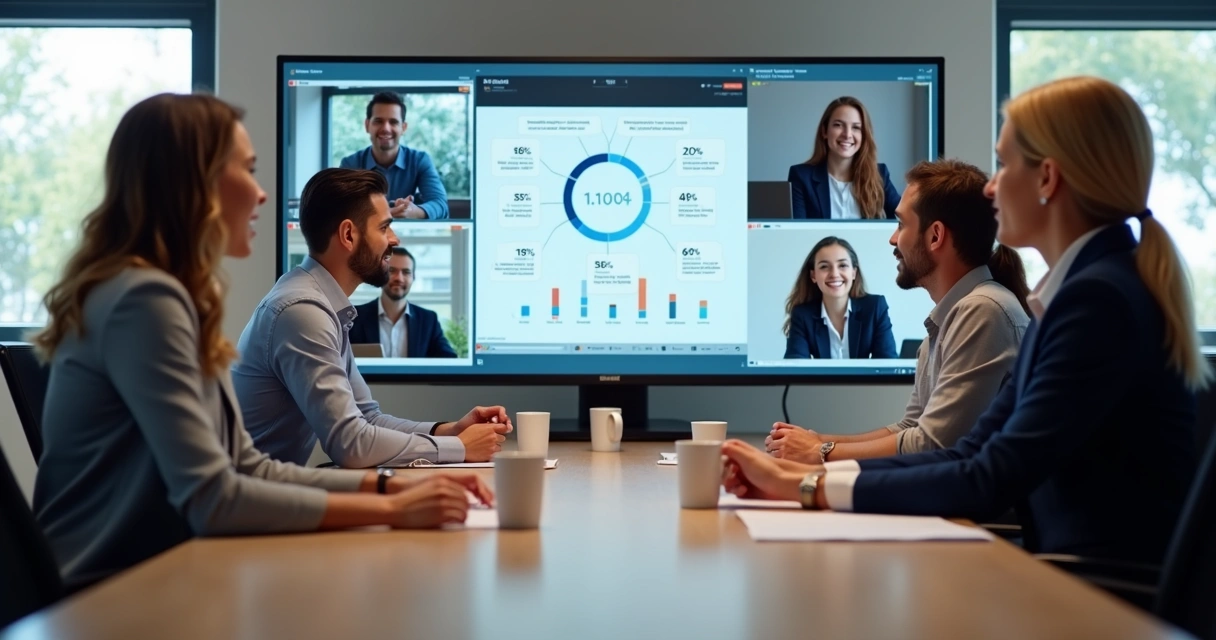 Reunião online de equipe avaliando feedback sobre EAD em telas de computador 