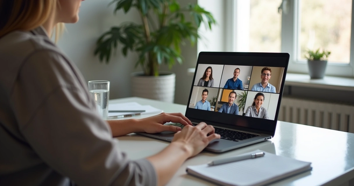 Participantes em reunião virtual com pauta visível na tela