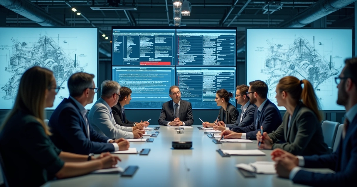 Reunião operacional na indústria para discutir S&OP 