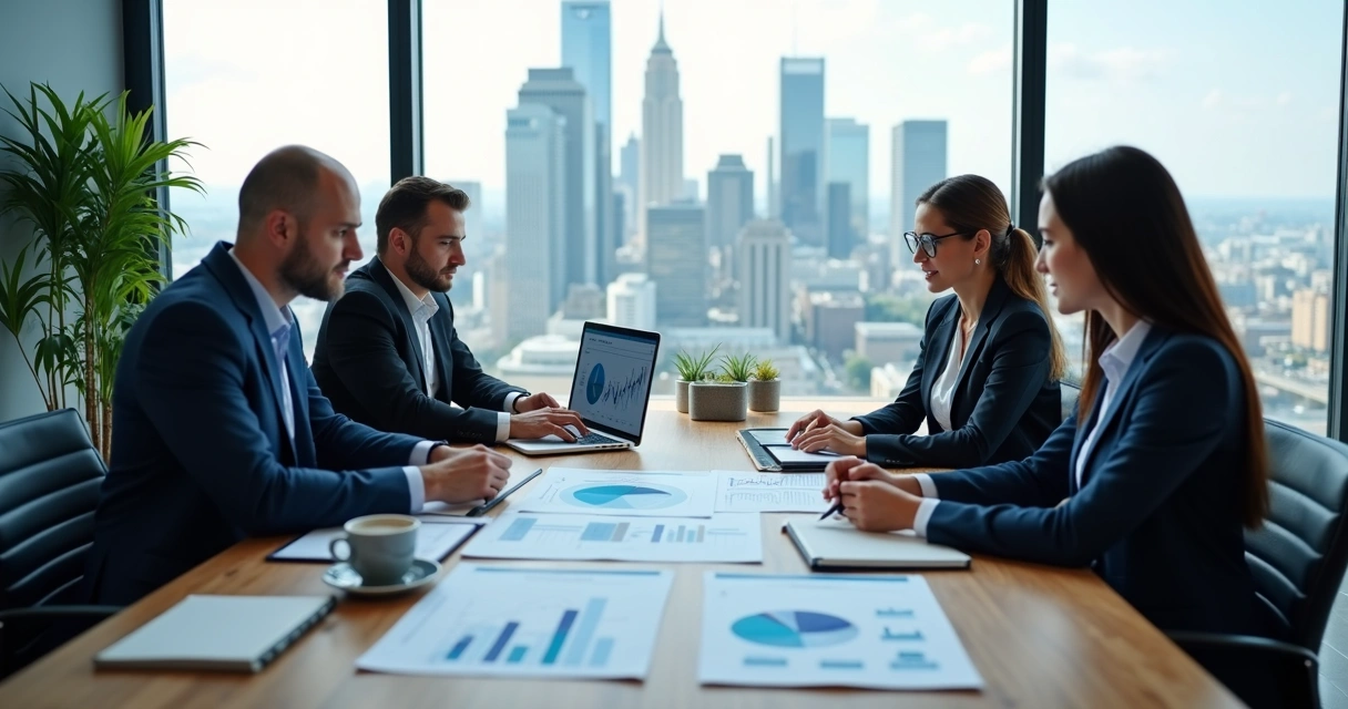 Reunião entre empresas planejando parceria estratégica